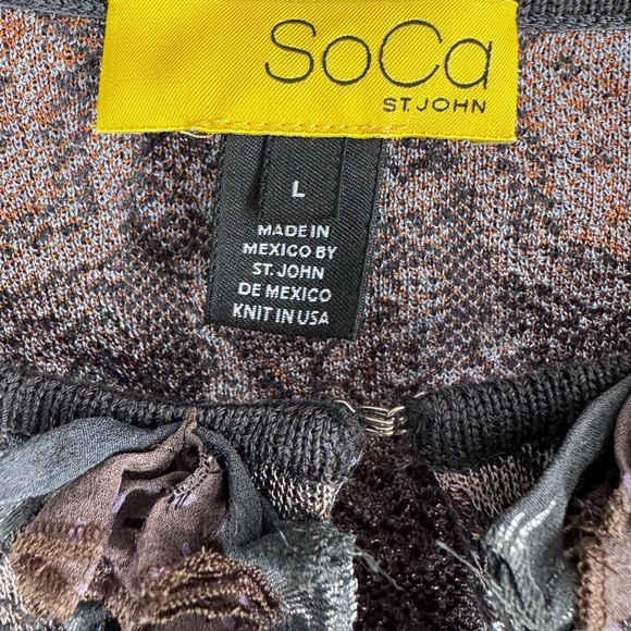 St John SoCa knit cardigan top with mid ruffle. large - Picture 5 of 5